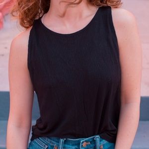 Black Relaxed Ribbed Tank